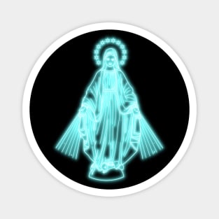 Light Blue Neon Virgin Mary Magnet